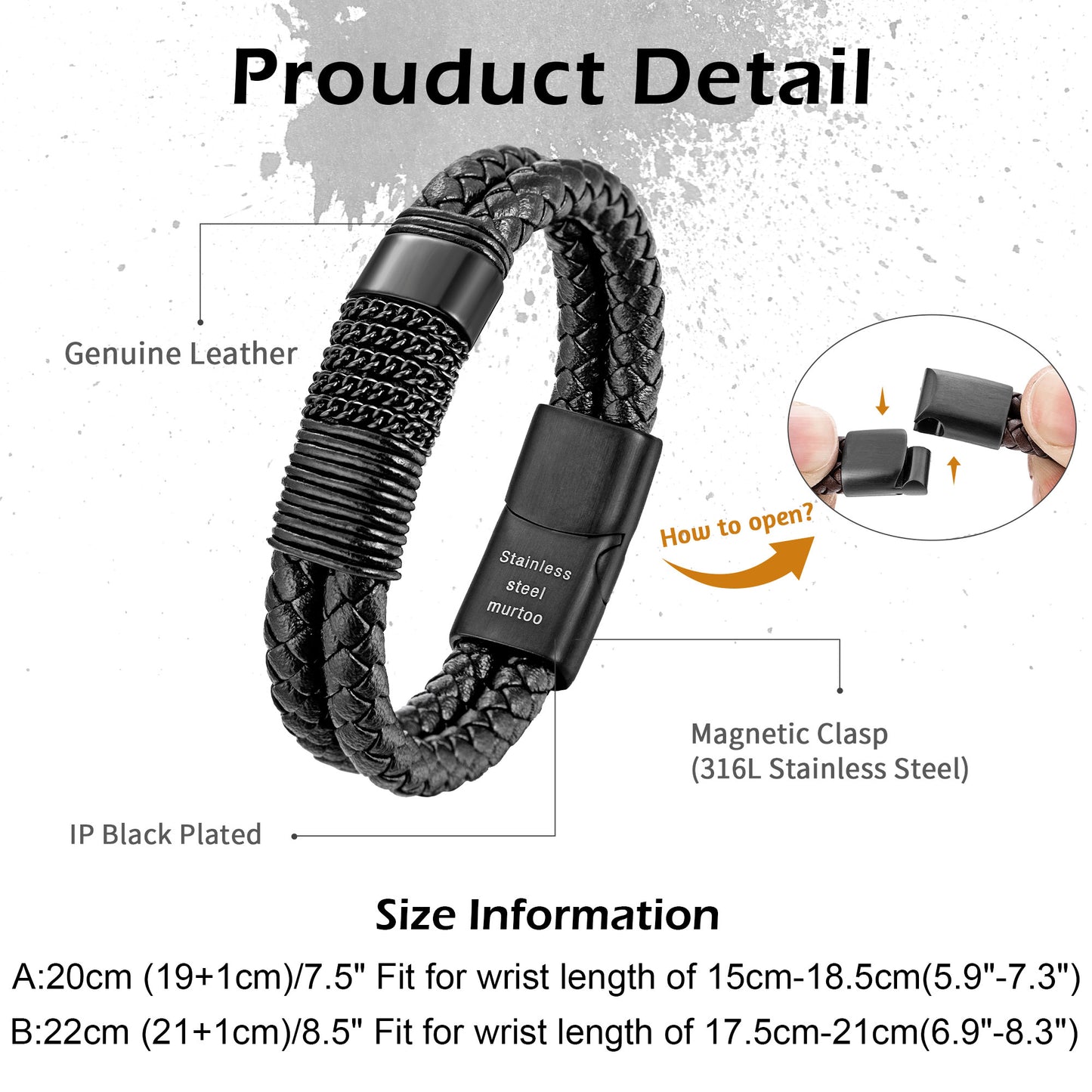Leather And steel Bracelet B00507