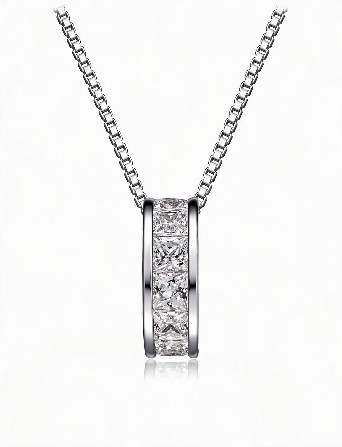 925 Sterling Silver Geometric Pendant Necklace, Minimalist Silver Chain Jewelry with Modern Bar Design for Women