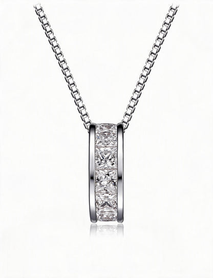 925 Sterling Silver Geometric Pendant Necklace, Minimalist Silver Chain Jewelry with Modern Bar Design for Women