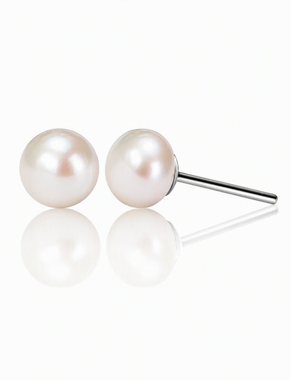 Freshwater Pearl Stud Earrings for Women, Small Round Classic Earrings, Everyday Office Wedding Jewelry