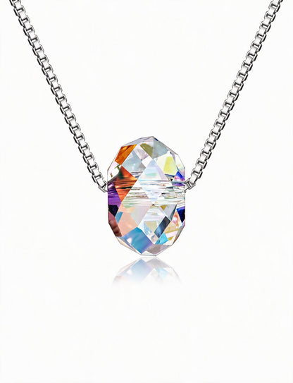 925 Sterling Silver Geometric Pendant Necklace, Minimalist Silver Chain Jewelry with Faceted Design for Women