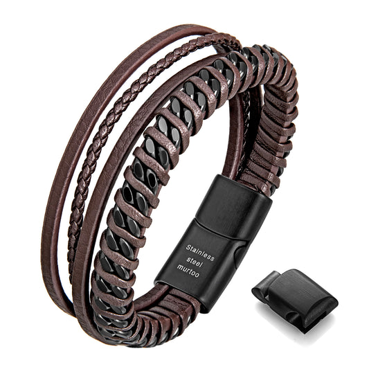 Leather and Steel Bracelet B00771