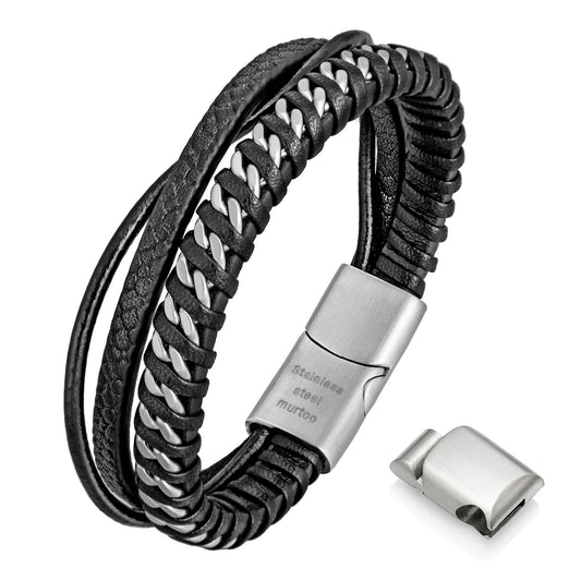 Leather and Steel Bracelet B00780