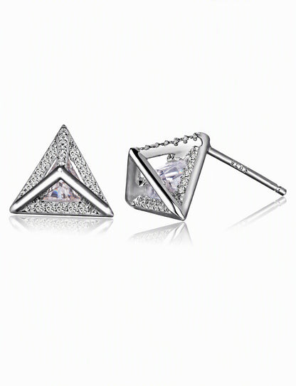 Triangle Stud Earrings for Women, Geometric Clear Stone Statement Studs, Office Wedding Party Jewelry Style