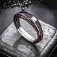 Mens Bracelet Adjustable Clasp Cuff Multi Strand Wristband Leather Bracelet for Daily Wear Minimalist Style Gift for Him