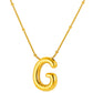 Initial Necklace for Women, Bubble Letter Pendant Necklace, A to Z Alphabet Charm, Beaded Chain Jewelry