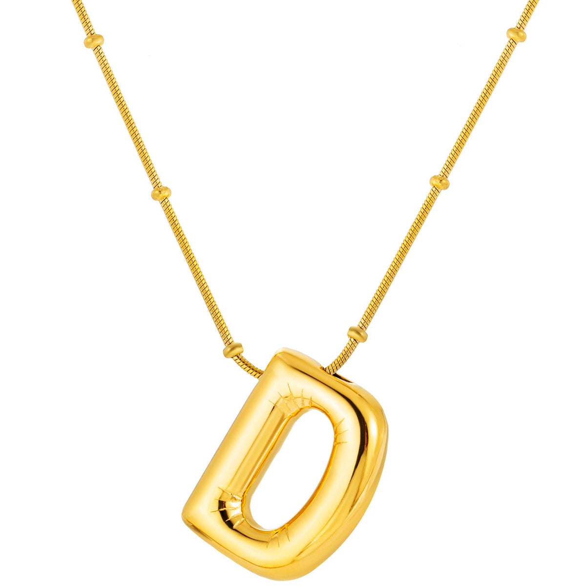 Initial Necklace for Women, Bubble Letter Pendant Necklace, A to Z Alphabet Charm, Beaded Chain Jewelry