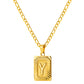 Stainless Steel Initial Necklace for Men and Women, Gold Tone Rectangular Letter Pendant, A to Z Alphabet Jewelry