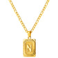 Stainless Steel Initial Necklace for Men and Women, Gold Tone Rectangular Letter Pendant, A to Z Alphabet Jewelry