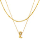 Initial Necklace for Women, Layered Beaded Chain Necklace, A to Z Letter Pendant Jewelry for Daily Wear