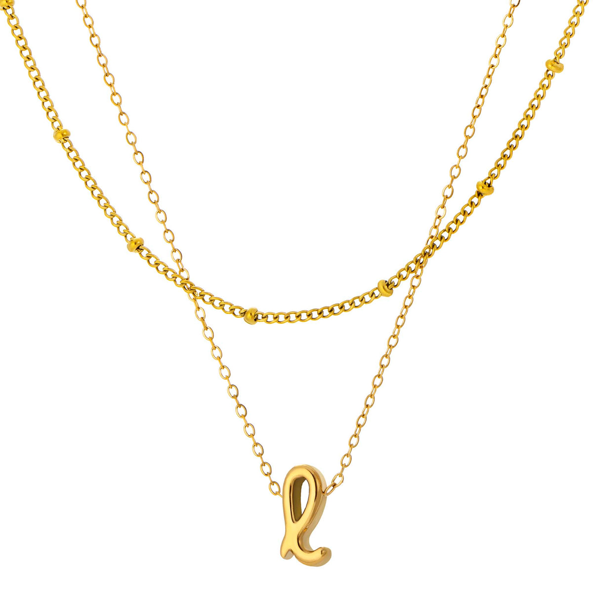 Initial Necklace for Women, Layered Beaded Chain Necklace, A to Z Letter Pendant Jewelry for Daily Wear