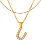Stainless Steel Initial Necklace for Women, Gold Tone Crystal Letter Pendant, A-Z Alphabet Necklace, Personalized Jewelry Gift