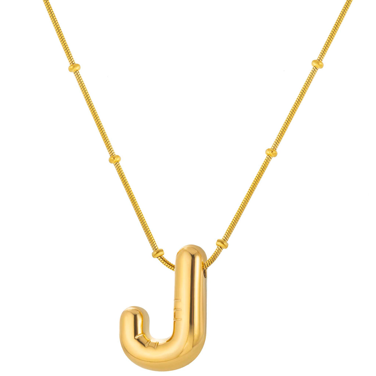 Initial Necklace for Women, Bubble Letter Pendant Necklace, A to Z Alphabet Charm, Beaded Chain Jewelry