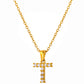 Stainless Steel Initial Necklace for Men and Women, Gold Tone Rhinestone Letter Pendant, A to Z Alphabet Jewelry, 21 x 13 mm