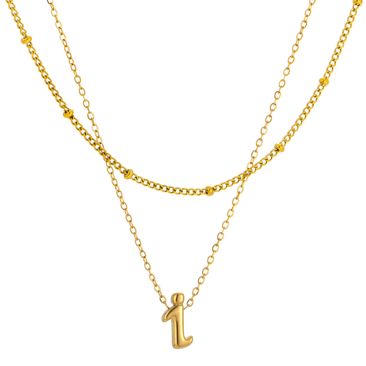 Initial Necklace for Women, Layered Beaded Chain Necklace, A to Z Letter Pendant Jewelry for Daily Wear