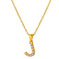 Stainless Steel Initial Necklace for Men and Women, Gold Tone Rhinestone Letter Pendant, A to Z Alphabet Jewelry, 21 x 13 mm