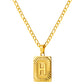 Stainless Steel Initial Necklace for Men and Women, Gold Tone Rectangular Letter Pendant, A to Z Alphabet Jewelry