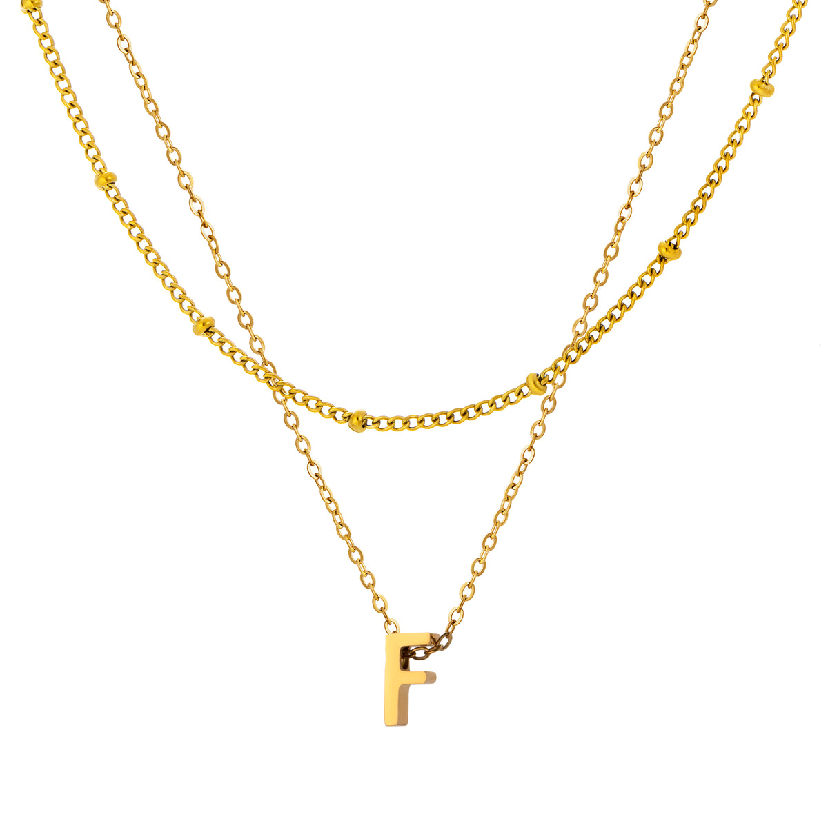 Petite Initial Necklace for Women, Layered Beaded Chain Necklace, A to Z Letter Pendant Jewelry for Daily Wear