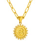 Initial Necklace for Women, Round Coin Letter Pendant, Textured Medallion Charm, Paperclip Chain Jewelry for Daily Wear