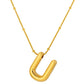 Initial Necklace for Women, Bubble Letter Pendant Necklace, A to Z Alphabet Charm, Beaded Chain Jewelry