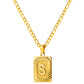 Stainless Steel Initial Necklace for Men and Women, Gold Tone Rectangular Letter Pendant, A to Z Alphabet Jewelry