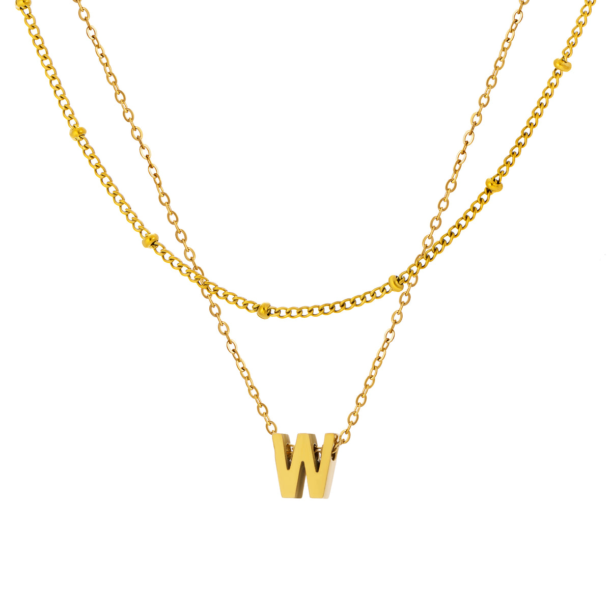 Petite Initial Necklace for Women, Layered Beaded Chain Necklace, A to Z Letter Pendant Jewelry for Daily Wear