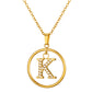 Initial Necklace for Women, Round Frame Letter Pendant, A to Z Alphabet Charm Necklace, Pave Initial Jewelry