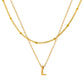 Petite Initial Necklace for Women, Layered Beaded Chain Necklace, A to Z Letter Pendant Jewelry for Daily Wear