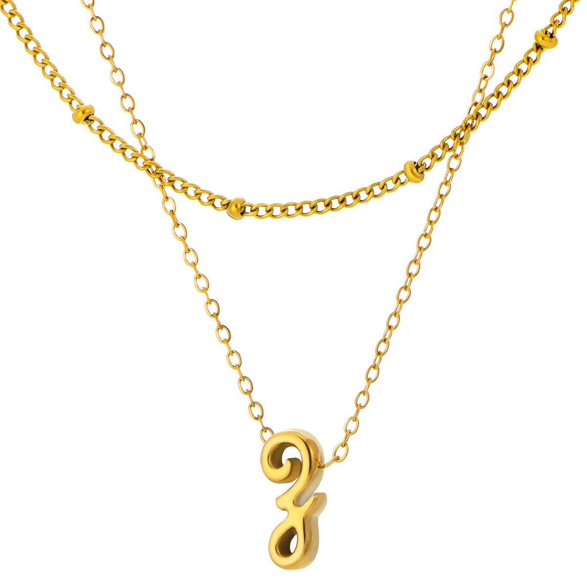 Initial Necklace for Women, Layered Beaded Chain Necklace, A to Z Letter Pendant Jewelry for Daily Wear