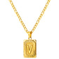 Stainless Steel Initial Necklace for Men and Women, Gold Tone Rectangular Letter Pendant, A to Z Alphabet Jewelry