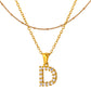 Stainless Steel Initial Necklace for Women, Gold Tone Crystal Letter Pendant, A-Z Alphabet Necklace, Personalized Jewelry Gift