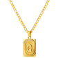 Stainless Steel Initial Necklace for Men and Women, Gold Tone Rectangular Letter Pendant, A to Z Alphabet Jewelry