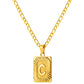 Stainless Steel Initial Necklace for Men and Women, Gold Tone Rectangular Letter Pendant, A to Z Alphabet Jewelry