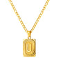 Stainless Steel Initial Necklace for Men and Women, Gold Tone Rectangular Letter Pendant, A to Z Alphabet Jewelry