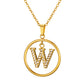 Initial Necklace for Women, Round Frame Letter Pendant, A to Z Alphabet Charm Necklace, Pave Initial Jewelry