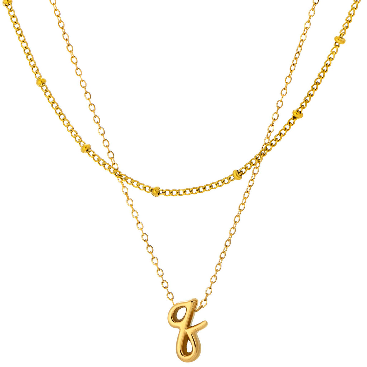 Initial Necklace for Women, Layered Beaded Chain Necklace, A to Z Letter Pendant Jewelry for Daily Wear