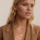 Initial Necklace for Women, Round Coin Letter Pendant, Textured Medallion Charm, Paperclip Chain Jewelry for Daily Wear