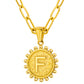 Initial Necklace for Women, Round Coin Letter Pendant, Textured Medallion Charm, Paperclip Chain Jewelry for Daily Wear