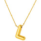 Initial Necklace for Women, Bubble Letter Pendant Necklace, A to Z Alphabet Charm, Beaded Chain Jewelry