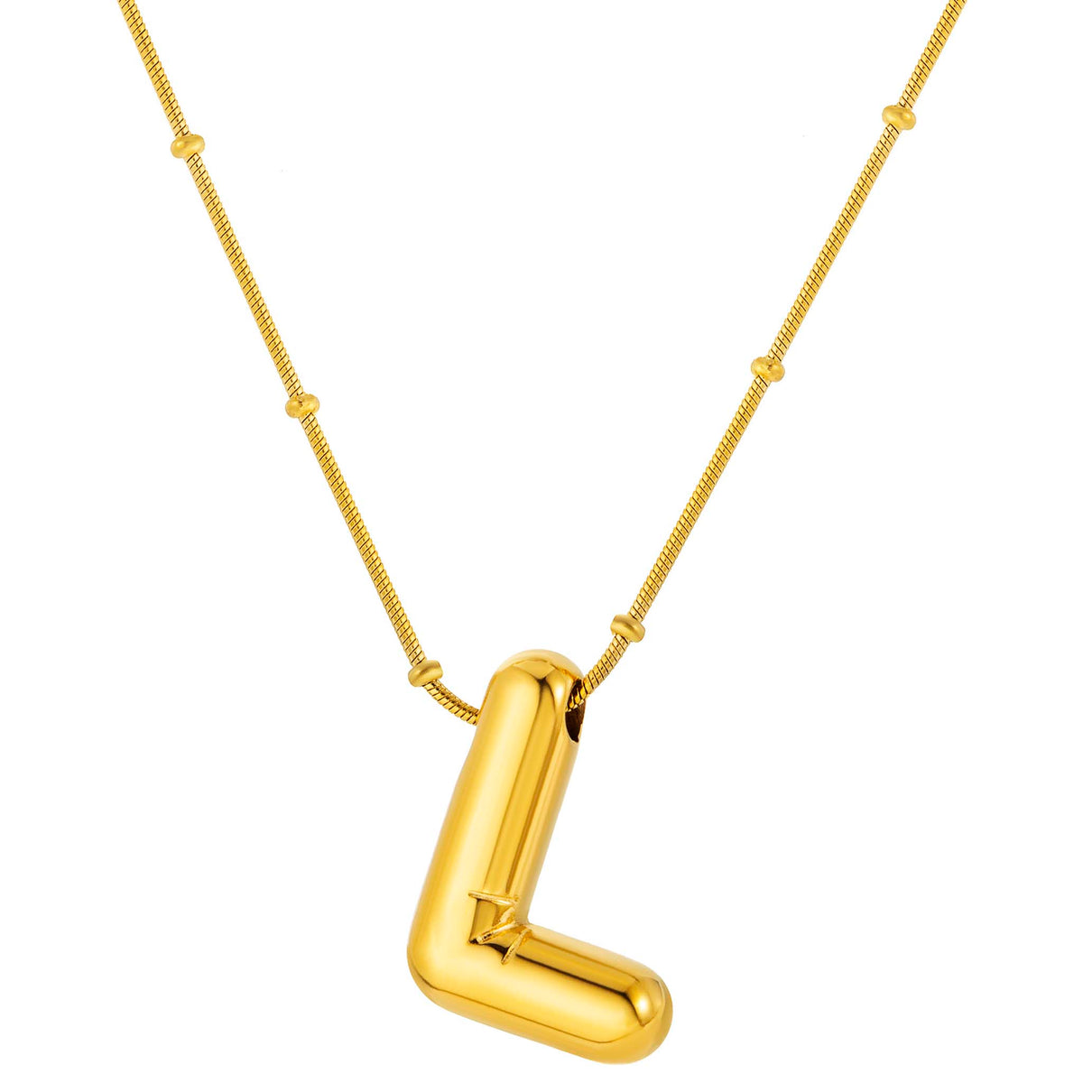 Initial Necklace for Women, Bubble Letter Pendant Necklace, A to Z Alphabet Charm, Beaded Chain Jewelry