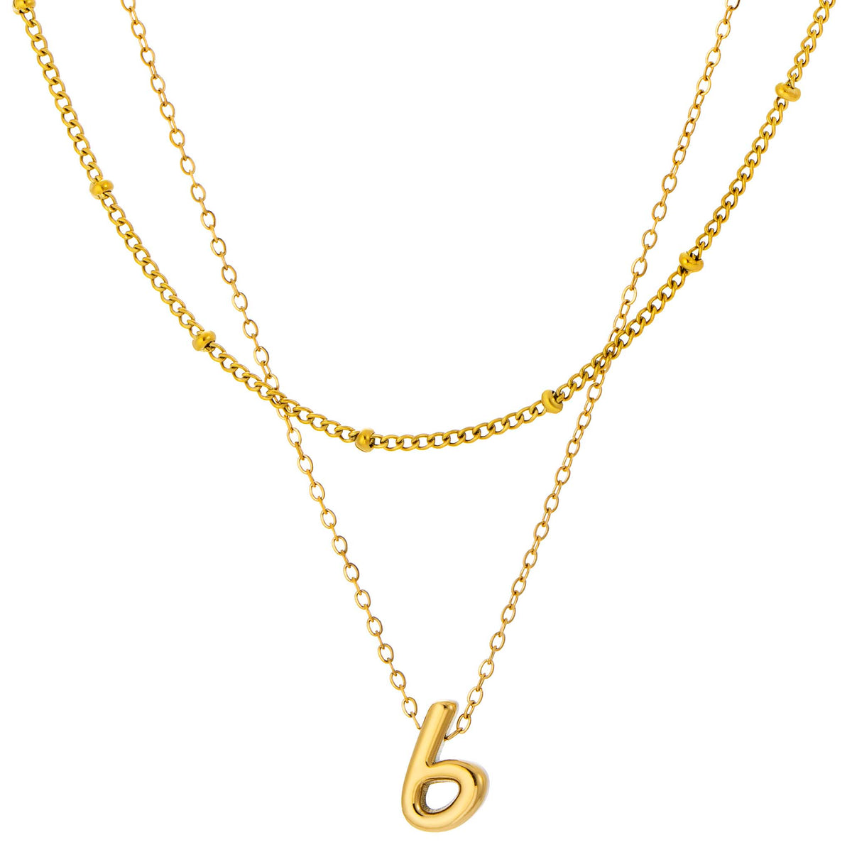 Initial Necklace for Women, Layered Beaded Chain Necklace, A to Z Letter Pendant Jewelry for Daily Wear