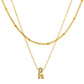 Initial Necklace for Women, Layered Beaded Chain Necklace, A to Z Letter Pendant Jewelry for Daily Wear