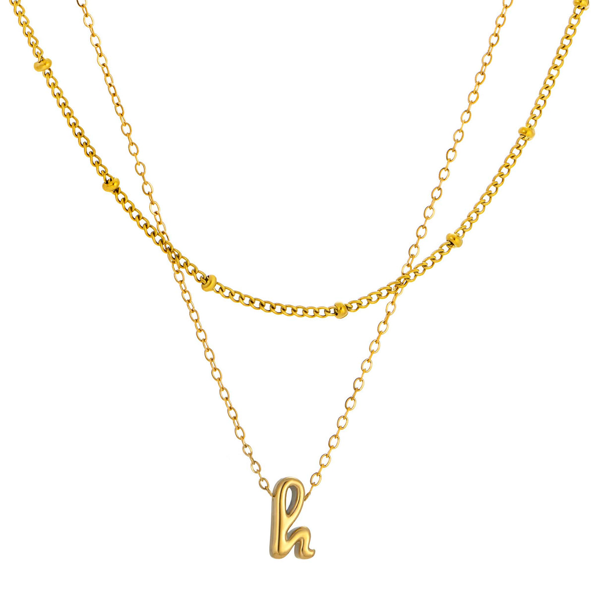 Initial Necklace for Women, Layered Beaded Chain Necklace, A to Z Letter Pendant Jewelry for Daily Wear