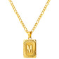Stainless Steel Initial Necklace for Men and Women, Gold Tone Rectangular Letter Pendant, A to Z Alphabet Jewelry