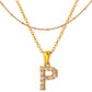 Stainless Steel Initial Necklace for Women, Gold Tone Crystal Letter Pendant, A-Z Alphabet Necklace, Personalized Jewelry Gift