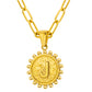 Initial Necklace for Women, Round Coin Letter Pendant, Textured Medallion Charm, Paperclip Chain Jewelry for Daily Wear