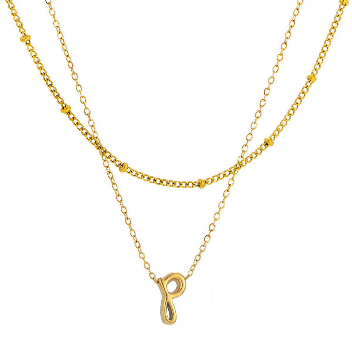 Initial Necklace for Women, Layered Beaded Chain Necklace, A to Z Letter Pendant Jewelry for Daily Wear