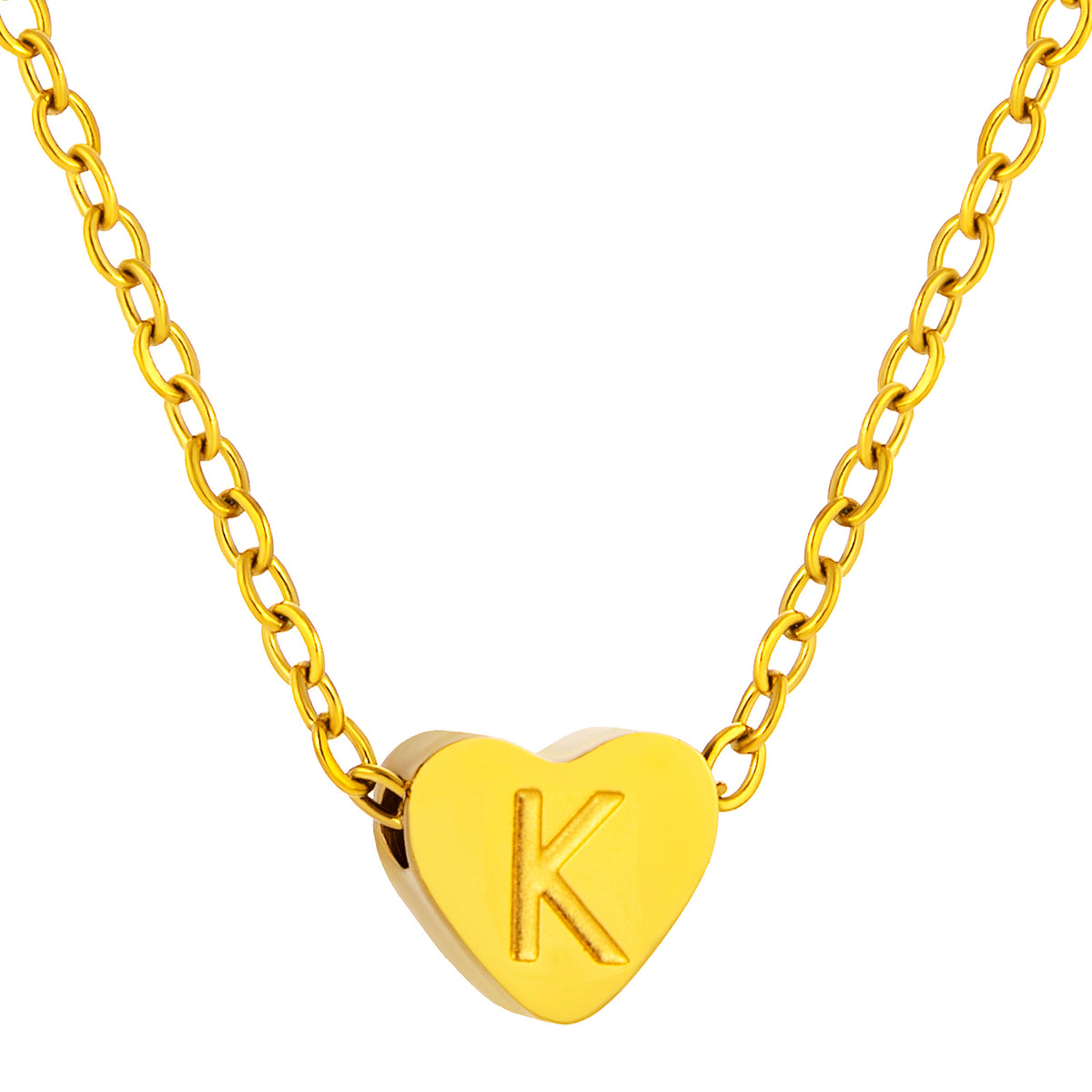 Initial Necklace for Women, Heart Letter Pendant Necklace, A to Z Alphabet Charm, Minimalist Name Jewelry