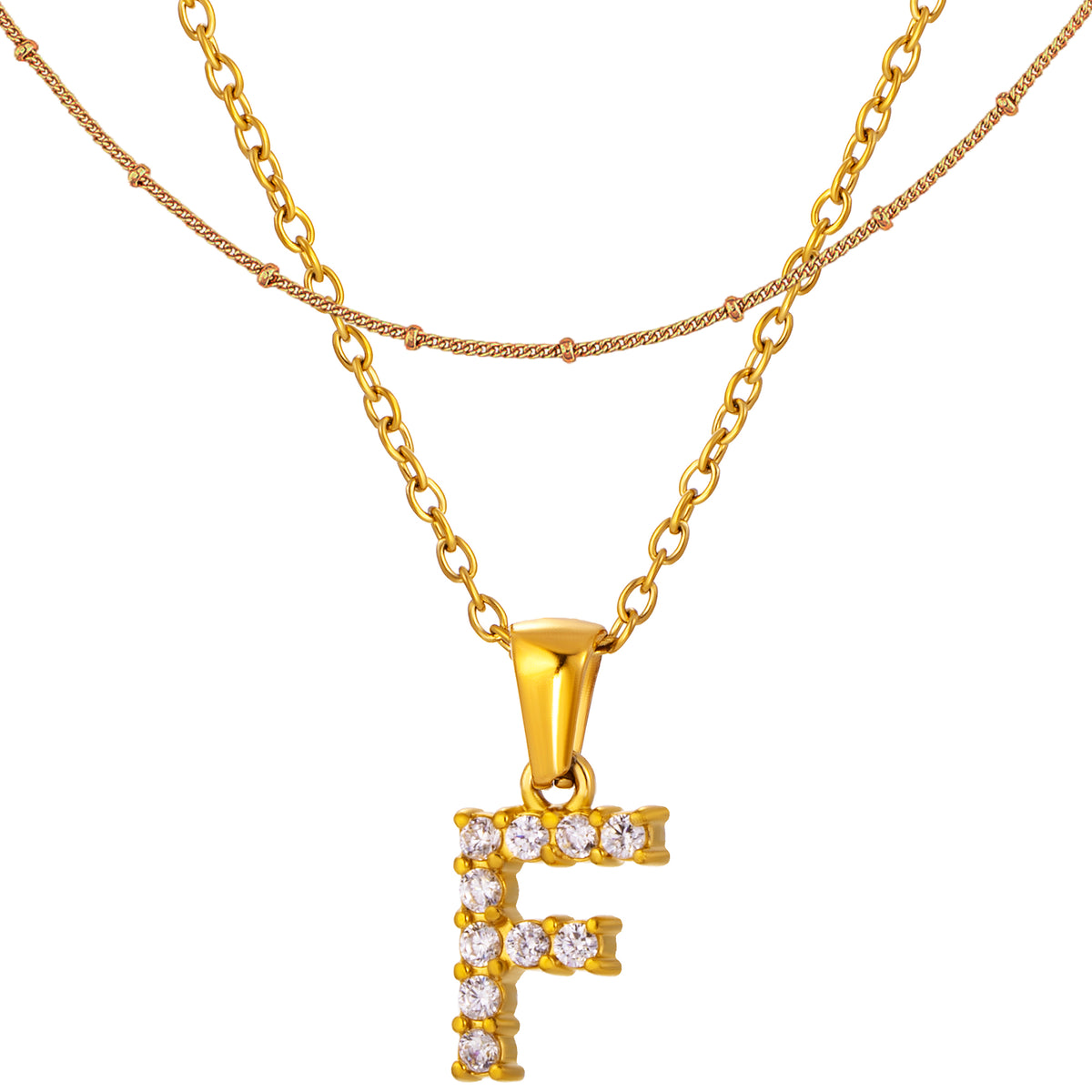 Stainless Steel Initial Necklace for Women, Gold Tone Crystal Letter Pendant, A-Z Alphabet Necklace, Personalized Jewelry Gift