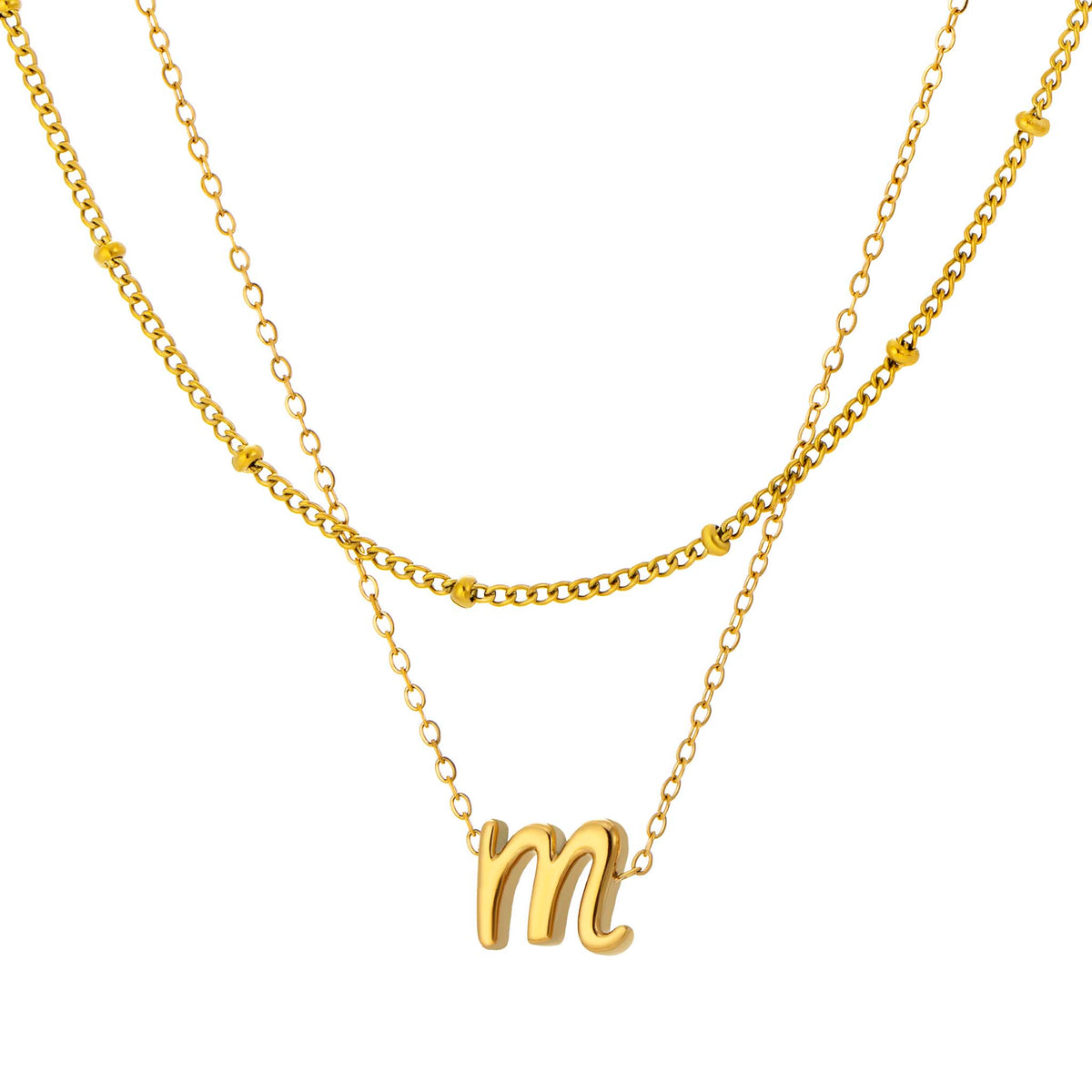 Initial Necklace for Women, Layered Beaded Chain Necklace, A to Z Letter Pendant Jewelry for Daily Wear